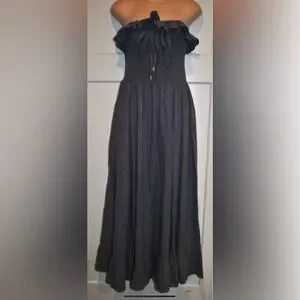 chinese dress ladies LILLY BLACK COTTON MIDI DRESS  DISSH
